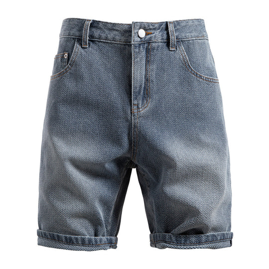 Herren nan Jeansshorts mit Umschlag, mittelhoher Bund und klassischer Taschenaufteilung R&B