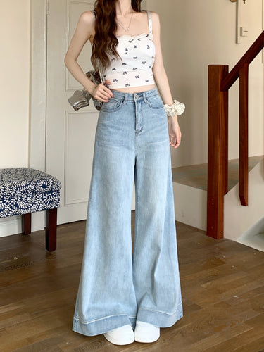 Damen Weite Jeans im entspannten Look mit hohem Bund und modischen Akzenten R&B