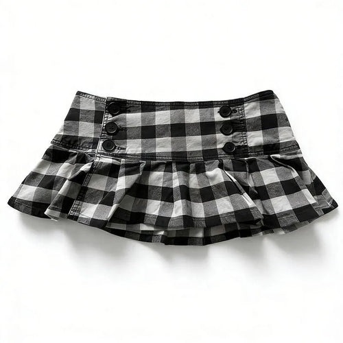 Damen Gingham Rüschenrock mit Knopfdetails R&B