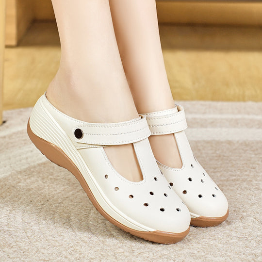 Damen Komfortable Clogs mit atmungsaktiven Ausschnitten und verstellbarem Riemen R&B