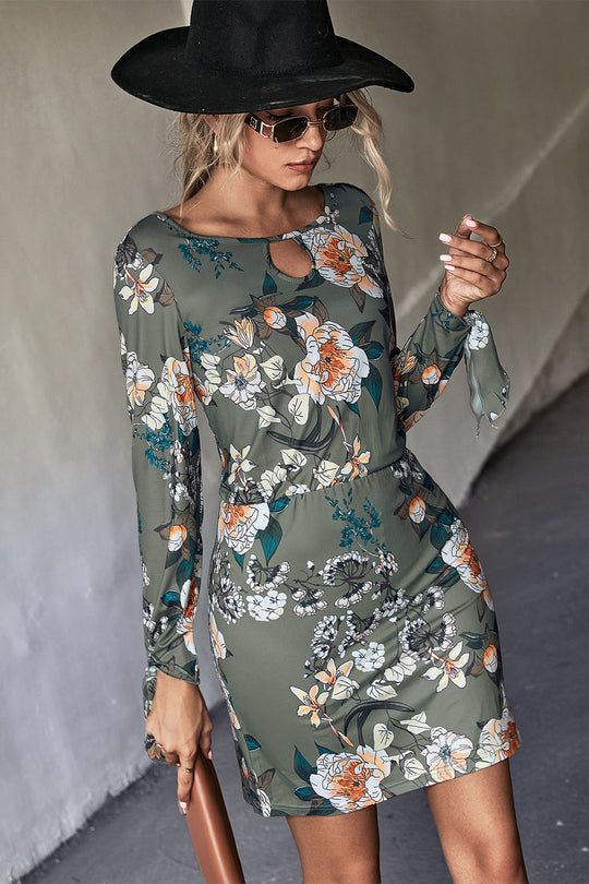 Damen Minikleid mit floralem Design und eleganten Ärmeldetails R&B