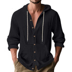 Herren Kapuzenshirt mit Knopfleiste und praktischen Taschen R&B