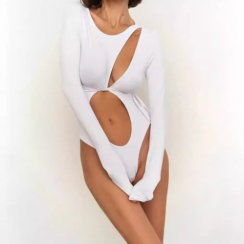 Damen Einteiliger Badeanzug mit innovativem Cut-Out und langem Arm R&B