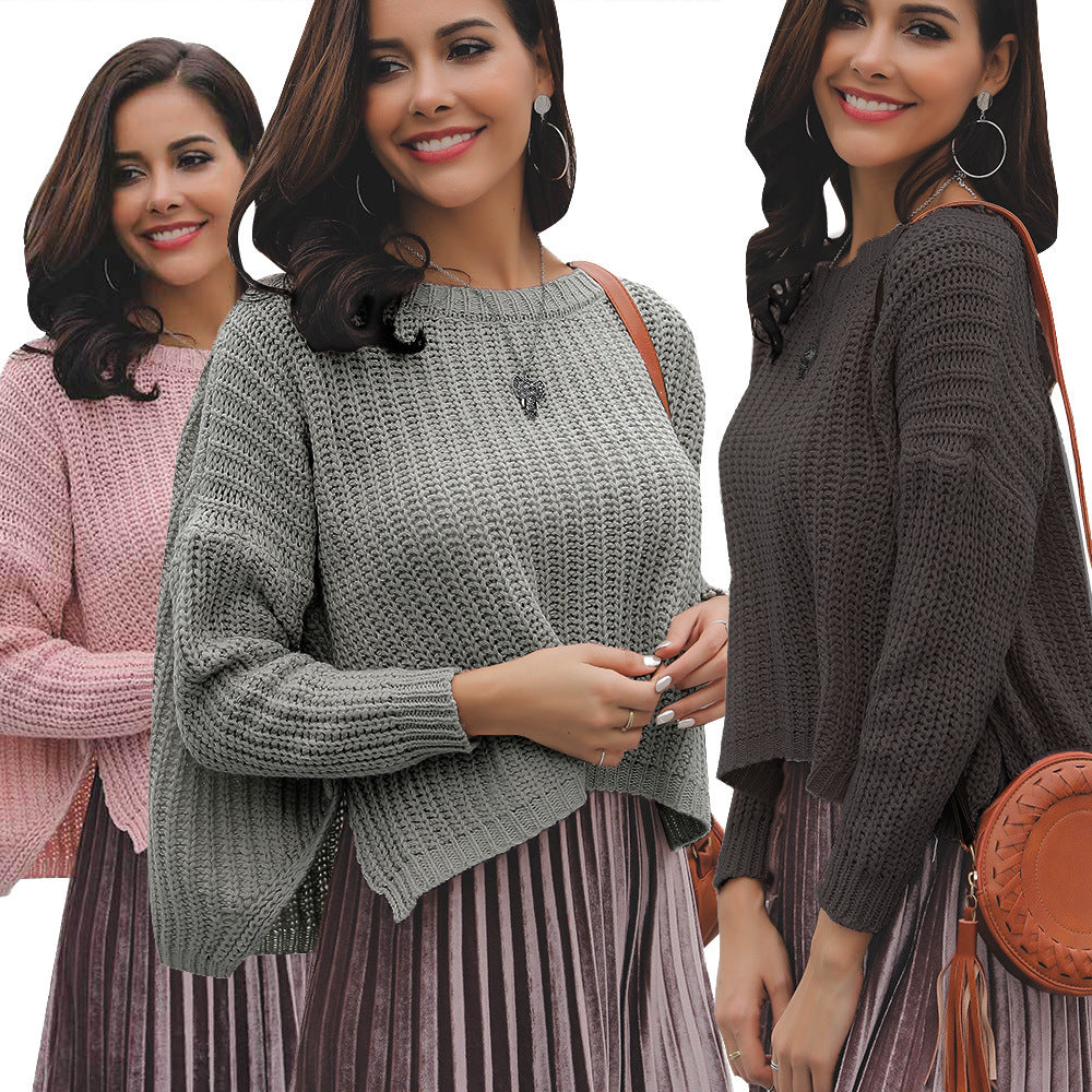 Damen Grob gestrickter Pullover mit lässigem Schnitt und strukturiertem Design R&B