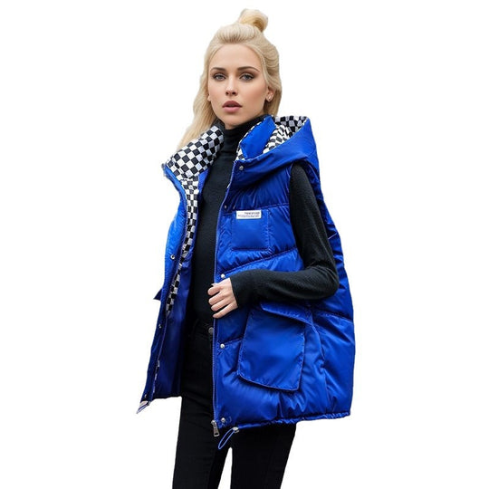 Damen gesteppte Winterweste mit verstellbarer Kapuze und praktischen Taschen R&B