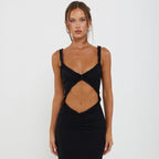 Damen Figurbetontes Wickelkleid mit raffinierten Cut-Outs und Rüschendetails R&B