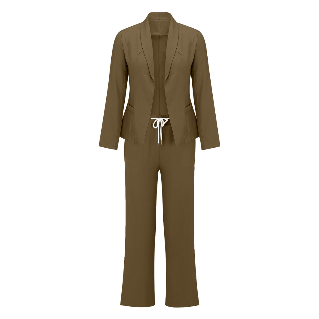 Damen eleganter Jumpsuit mit Blazer-Optik und verstellbarem Taillenzug R&B
