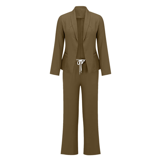 Damen eleganter Jumpsuit mit Blazer-Optik und verstellbarem Taillenzug R&B