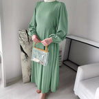 Damen Maxikleid mit strukturiertem Design und Puffärmeln R&B