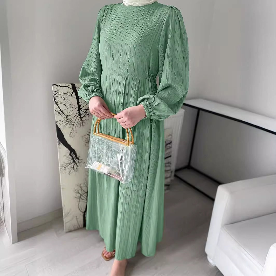 Damen Maxikleid mit strukturiertem Design und Puffärmeln R&B