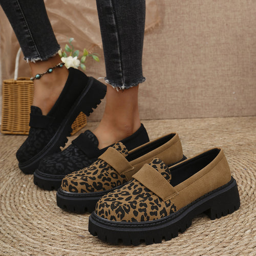 Damen Slip-Ons mit trendigem Leopardenmuster und dämpfender Sohle R&B