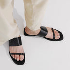 Damen Flache Riemensandalen mit breitem Riemendesign und bequemem Fußbett R&B