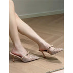 Damen Mules mit funkelnden Strassverzierungen und elegantem Schleifendetail R&B
