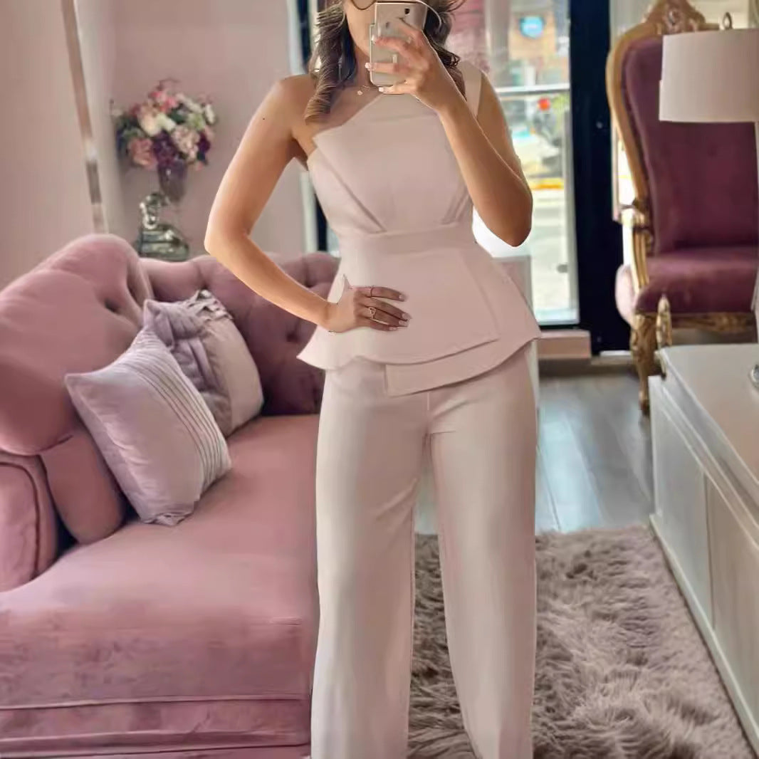 Damen Modischer Jumpsuit mit schickem Tailleneffekt und gerafftem Oberteil R&B