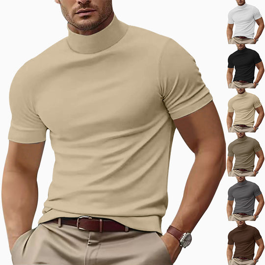Herren Kurzarm Turtleneck T-Shirt R&B