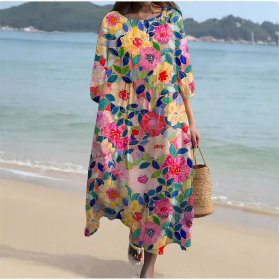 Damen Maxikleid mit floralem Design und lässigem Schnitt R&B