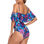 Damen Einteiliger Badeanzug mit Rüschendetails und floralem Muster R&B