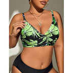 Damen Bikini-Top mit tiefem V-Ausschnitt und floralem Design R&B