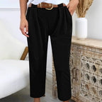 Damen Elegante High-Waist-Hose mit Falten-Details und Gürtel R&B