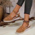 Damen Espadrille-Sandalen mit filigranem Häkel-Design und elastischem Knöchelriemen R&B