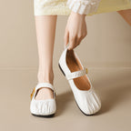 Damen Ballerinas mit dekorativem Riemenverschluss und hochwertiger Lederoberfläche