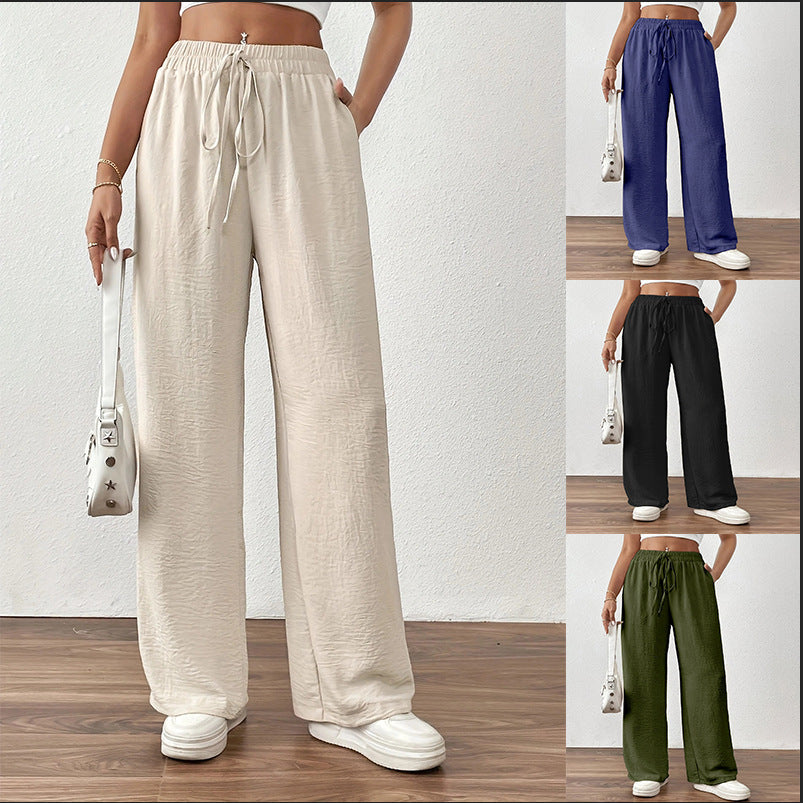 Damen Weit geschnittene Sommerhose mit elastischem Bund und Kordelzug R&B