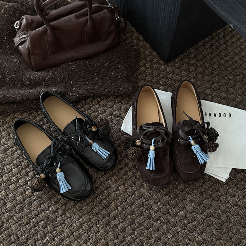 Damen Mokassins mit modischen Quasten und eleganter Lederausstattung R&B