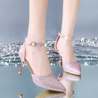Damen elegante transparente High Heels mit glitzernden Akzenten R&B