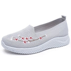 Damen Slip-On Freizeitschuhe mit luftdurchlässiger Oberflächenstruktur und floralem Dekor R&B