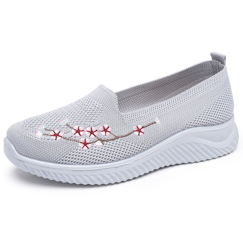 Damen Slip-On Freizeitschuhe mit luftdurchlässiger Oberflächenstruktur und floralem Dekor R&B