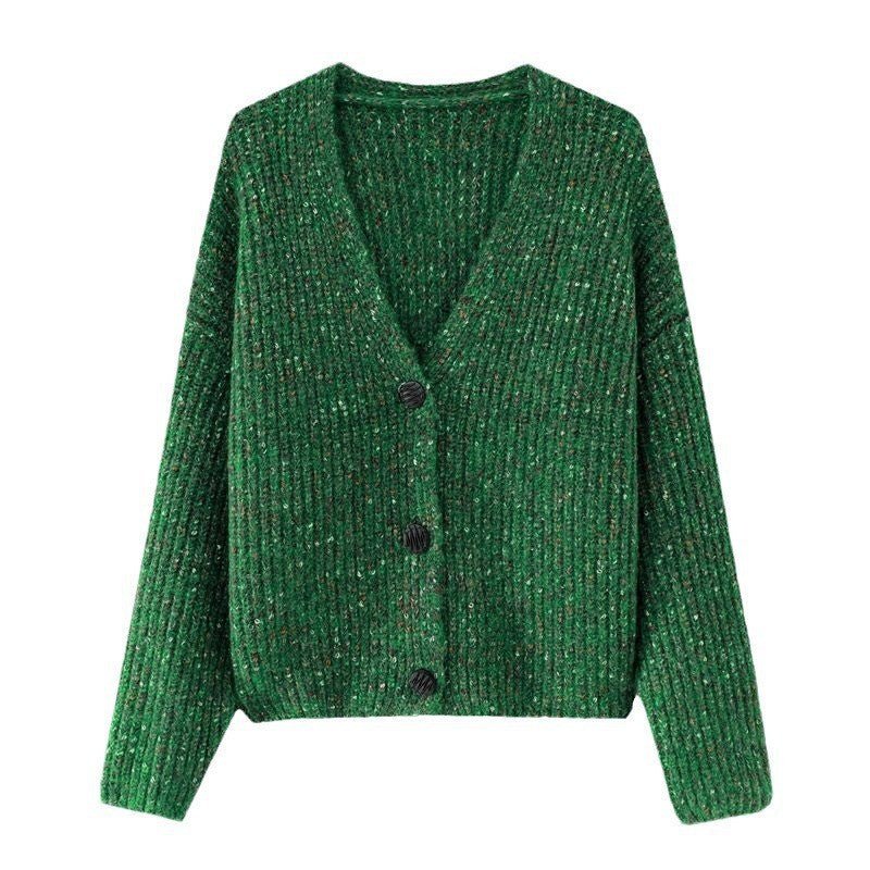Damen Kuscheliger Grobstrick-Cardigan mit Knopfdetail und weitem Schnitt R&B