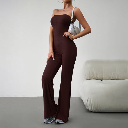 Damen Schmal geschnittenes Jumpsuit mit weitem Bein R&B