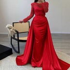 Damen Abendkleid mit funkelndem Paillettenoberteil und elegantem Satinrock EB