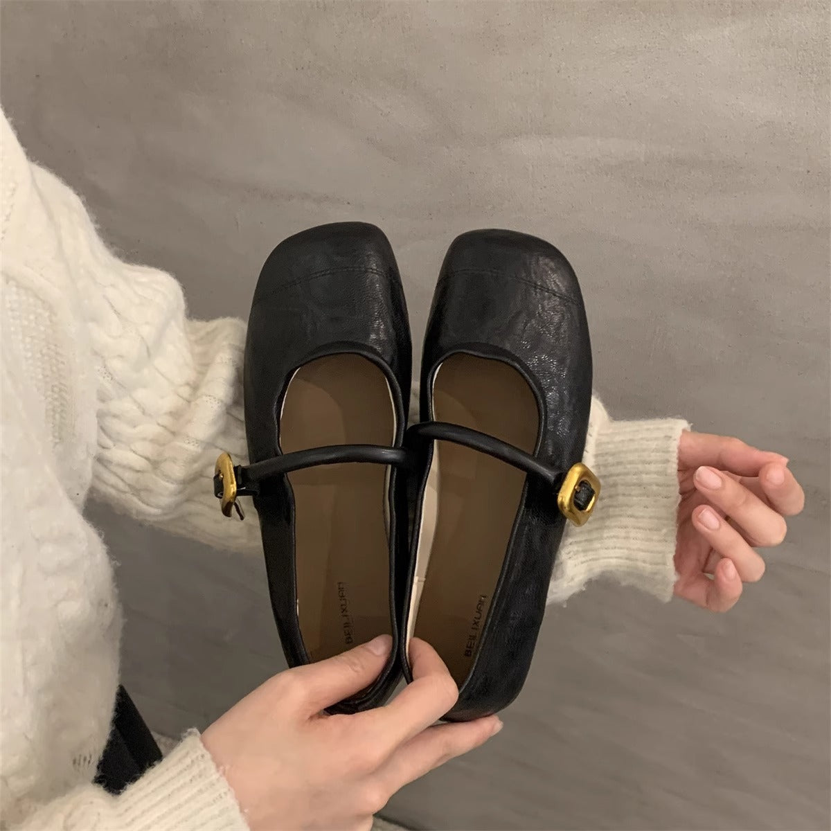 Damen elegante Ballerinas mit modischem Riemen und komfortabler Sohle R&B