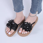 Damen Blumenschmuck Zehentrenner-Sandaletten mit rutschfester Sohle und geflochtenem Design R&B