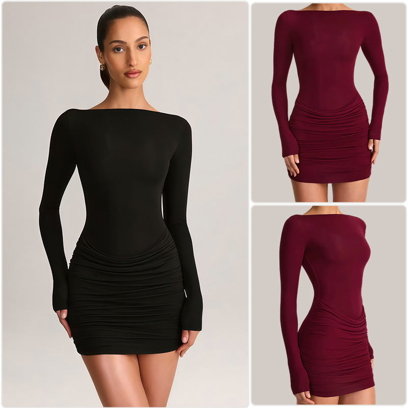 Damen Figurumspielendes Minikleid mit schulterfreiem Design und eleganter Drapierung R&B