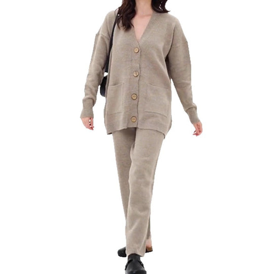 Damen gemütlicher Strick-Cardigan mit praktischen Taschen und Knopfdetails R&B