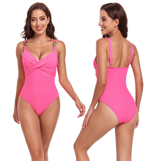 Damen Bikini mit Kreuzband-Design und goldenen Akzenten R&B