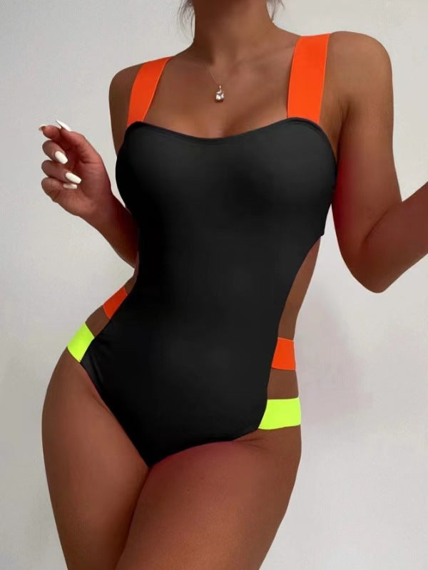 Damen Sportlicher Cut-Out Einteiler Badeanzug R&B