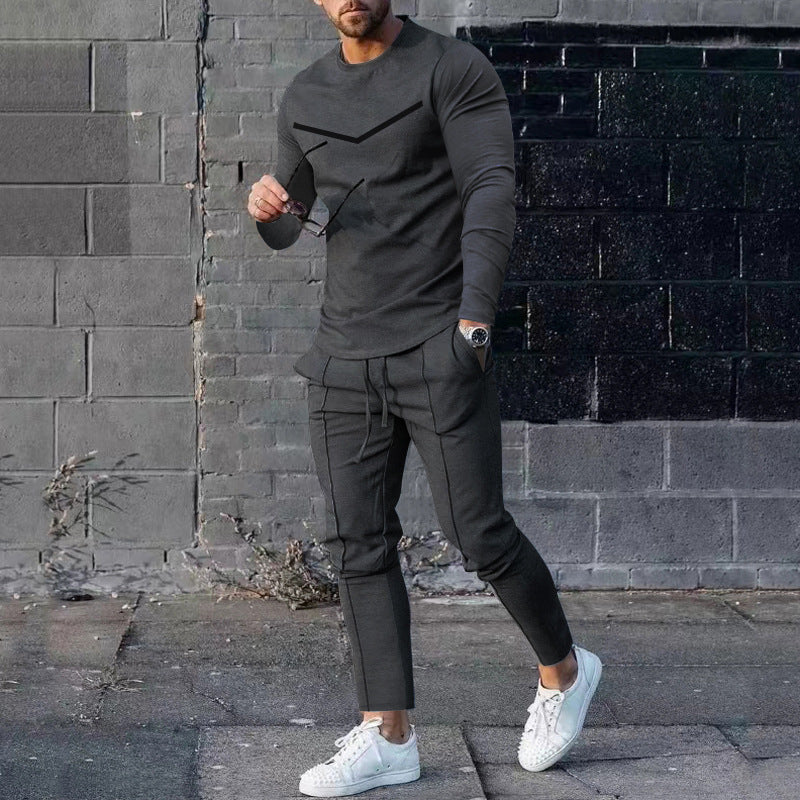 Herren Sportliches Freizeit-Set mit atmungsaktivem Langarmshirt und bequemen Jogginghosen R&B