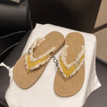 Damen Strand-Sandalen mit flauschigem Riemendesign und komfortabler Innensohle EB