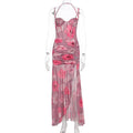 Damen Raffiniertes Maxikleid mit floralem Design und schulterfreiem Schnitt R&B