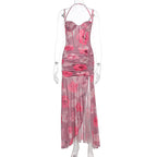Damen Raffiniertes Maxikleid mit floralem Design und schulterfreiem Schnitt R&B