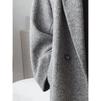 Damen Oversized Wolle-Mantel mit elegantem Revers und doppelt Knopfverschluss R&B