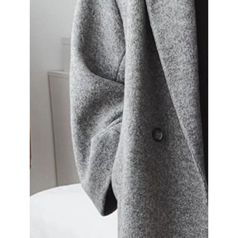 Damen Oversized Wolle-Mantel mit elegantem Revers und doppelt Knopfverschluss R&B