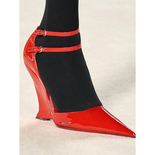 Damen Wedge-Pumps mit dekorativem Riemendesign R&B