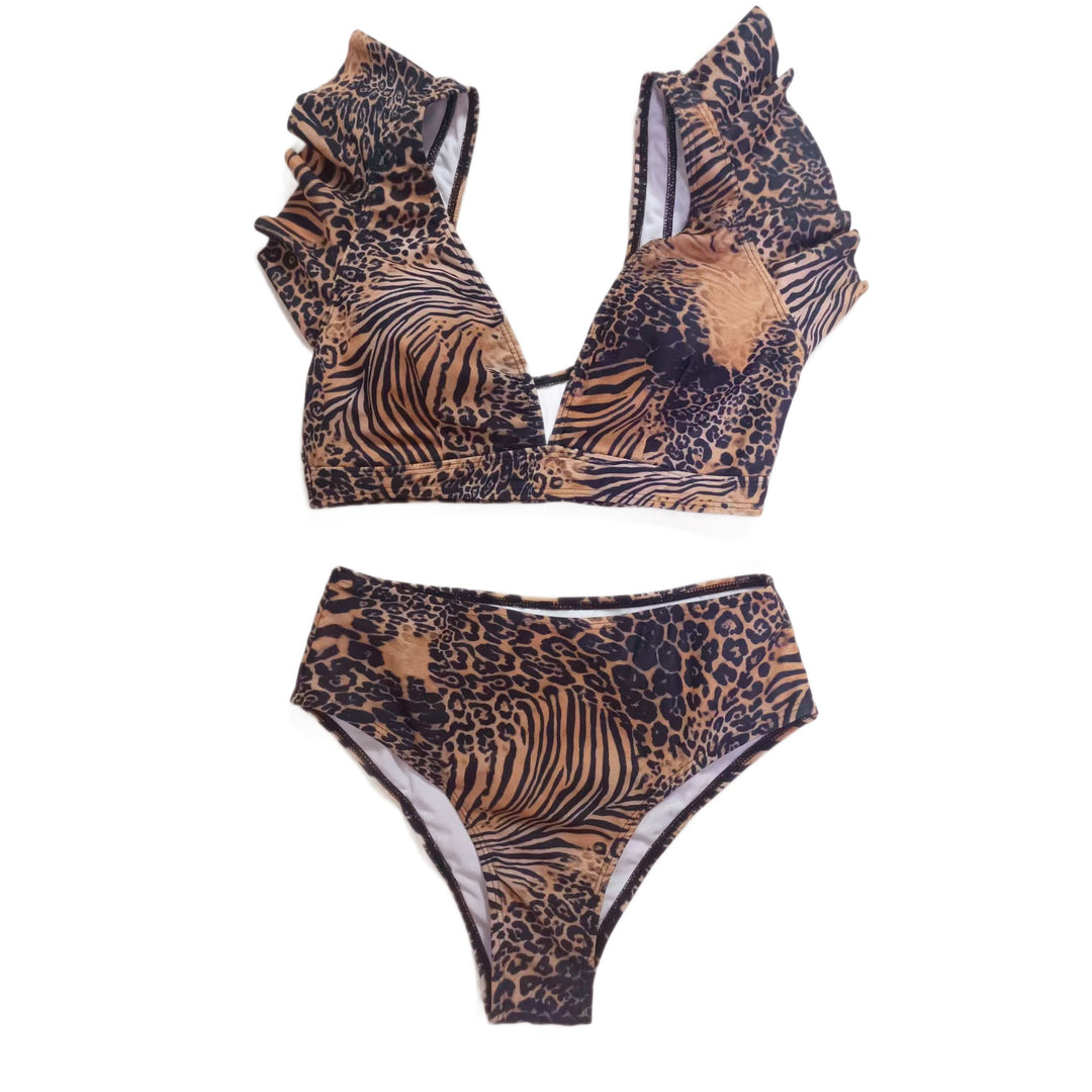 Damen Bikini-Set mit verspielten Rüschen und floralen Mustern R&B