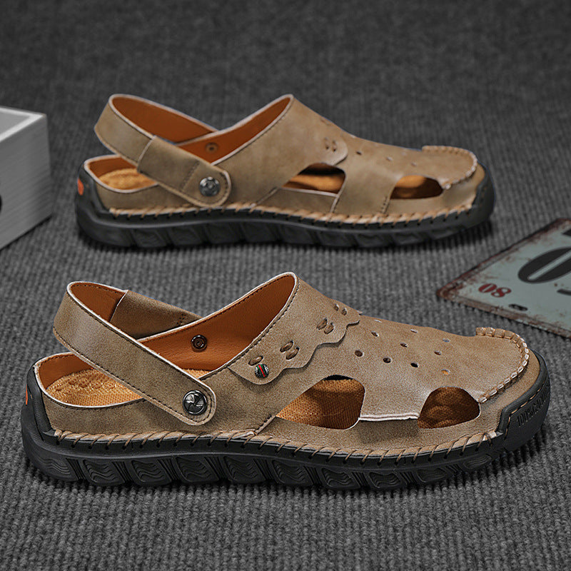 Damen Sommerliche offene Ledersandalen mit atmungsaktiver Oberstruktur R&B