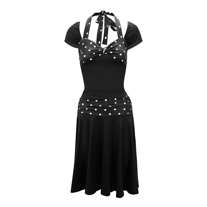 Damen Wickelkleid mit Spaghetti-Trägern und modischem Punktemuster R&B
