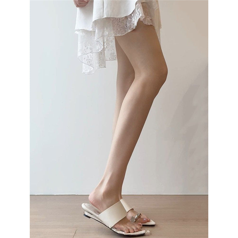 Damen elegante Open-Toe Mules mit spitzem Design R&B